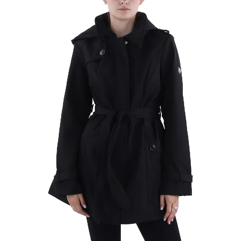 Jessica Simpson Womens Belted Hooded Soft Shell Jacket Modern Women's Tech