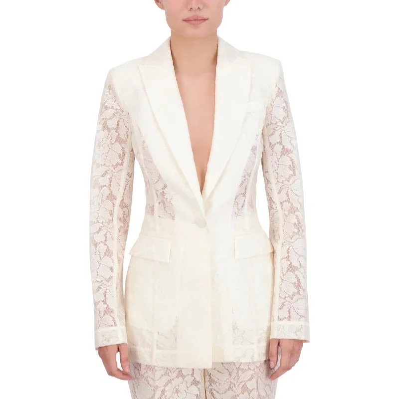 BCBGMAXAZRIA Womens Lace Dressy One-Button Blazer Classic Women's Tweed