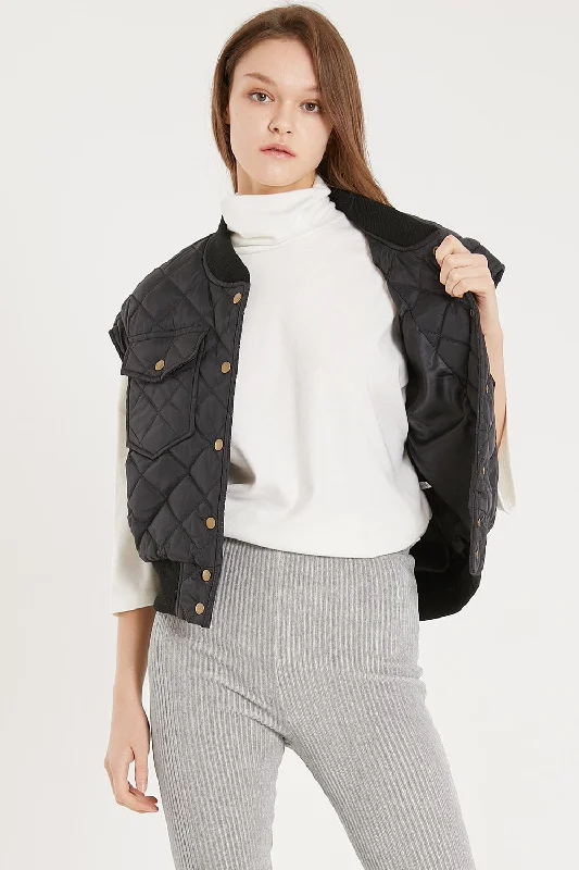 Tanner Diamond Quilted Crop Vest Cozy Women's Winter
