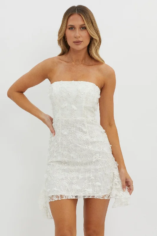 Lacynda Strapless Embellished Mini Dress White Bohemian Women's Free