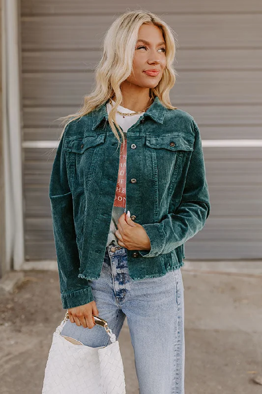 Hayride Honey Corduroy Jacket in Hunter Green Confident Women's High - fashion