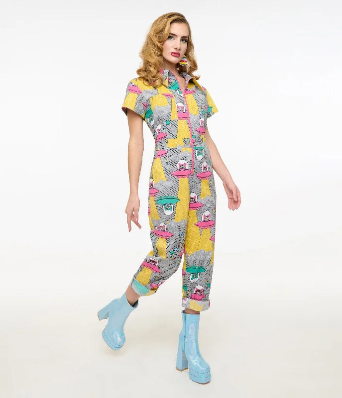 Blue Platypus Cats In Space Jumpsuit Traditional Women's Wool