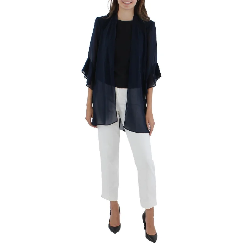 R&M Richards Womens Petites Chiffon Sheer Duster Blazer Luxurious Women's High -  end