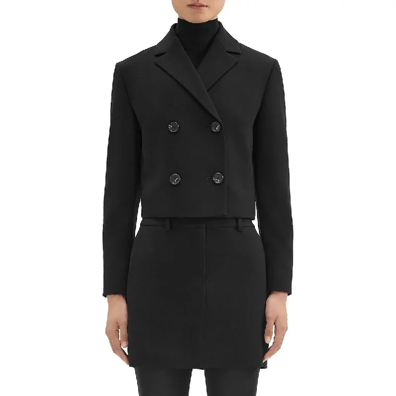 Theory Womens Cropped Business Double-Breasted Blazer Laid - back Women's Style