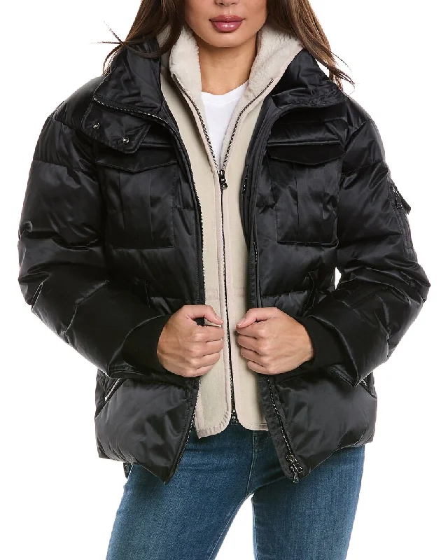 Bogner Adele Leather Bib Down Ski Jacket Artistic Women's Hand - painted