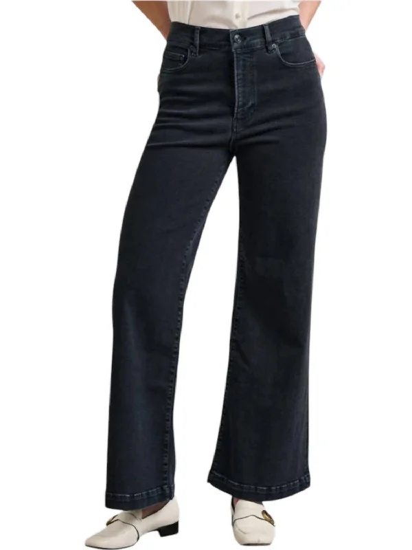 Le Slim Palazzo Wide Hem Jeans In Eightball Wash Elegant Women's 
