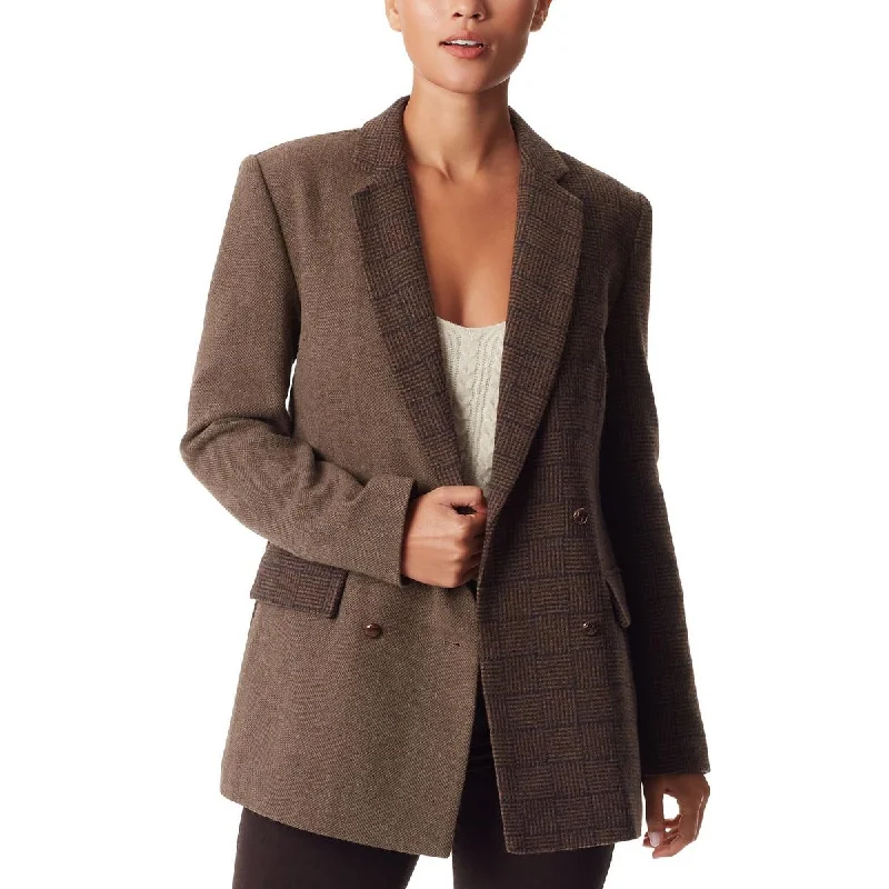 Sam Edelman Womens Plaid Shoulder Pad Double-Breasted Blazer Refined Women's Hand - crafted