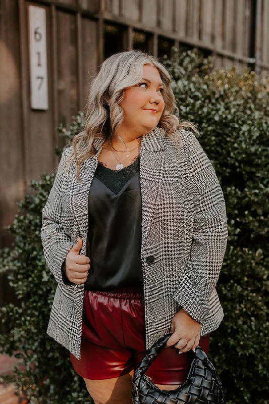 Dare To Dream Houndstooth Blazer Curves Earthy Women's Hemp - based