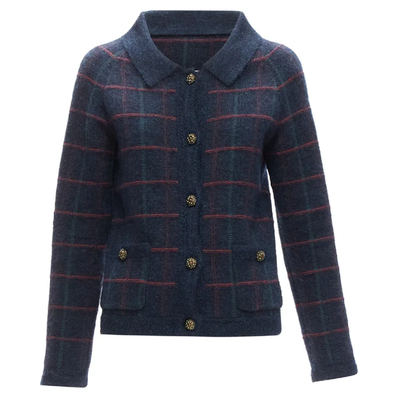 Chanel Edinburgh plaid cashmere boucle gripoix buttons jacket Cozy Women's Sherpa - lined
