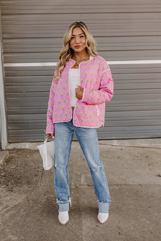 Floral Fields Quilted jacket Hip Women's Retro