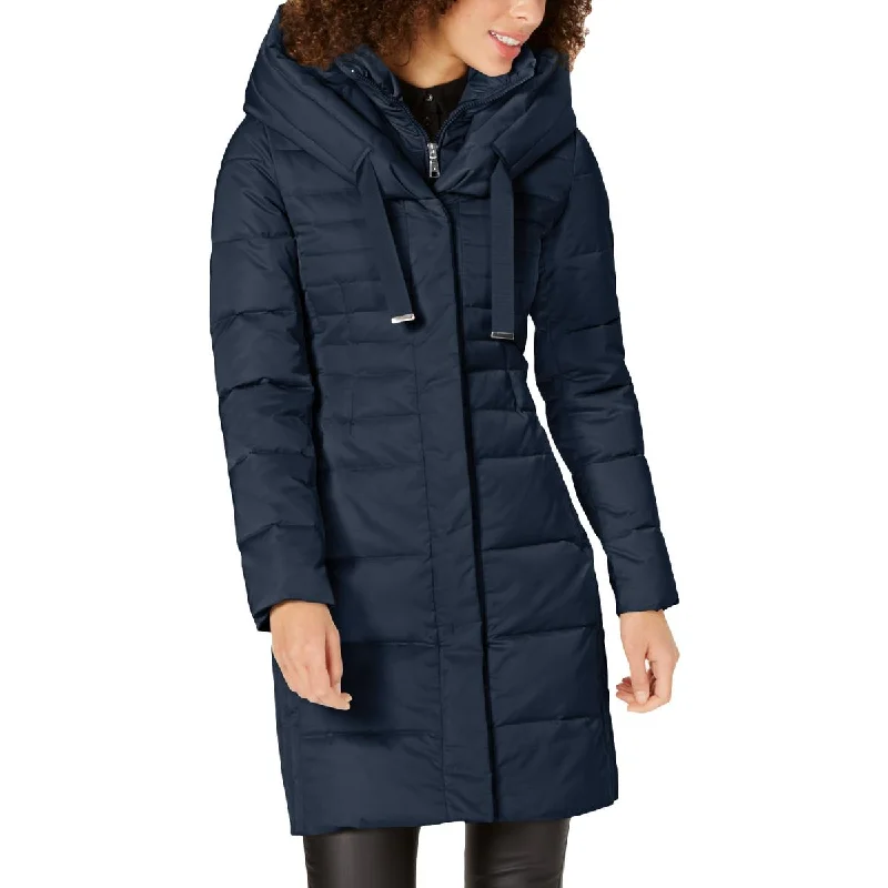 Tahari Mia Women's Quilted Down Insulated Fitted Winter Puffer Coat with Bib Classic Women's Tweed