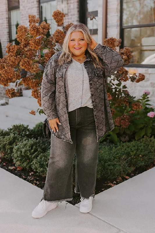 Stop Time Light Weight Denim Jacket in Vintage Black Curves Cashmere