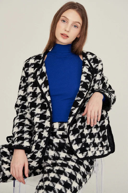 Nour Houndstooth Open Coat Country