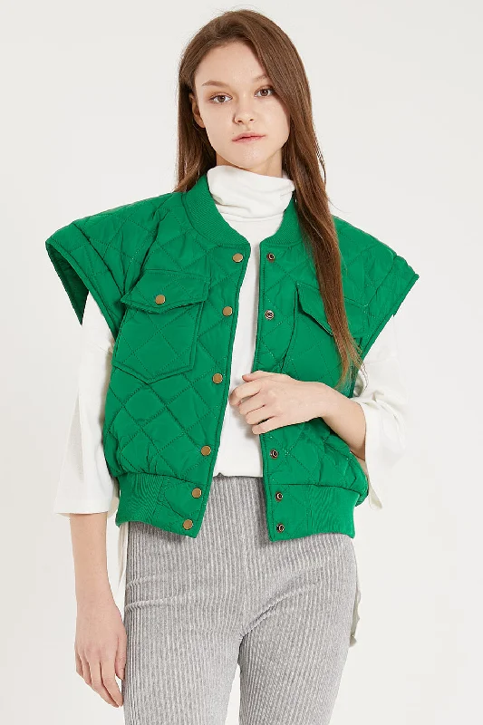 Tanner Diamond Quilted Crop Vest Bohemian Women's Free