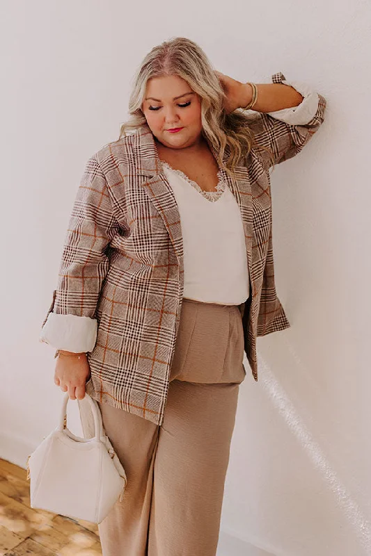 The Issey Plaid Blazer Curves Bohemian Women's Free