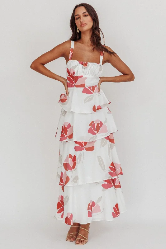 Provence Bloom Tiered Floral Maxi Dress Rose Street