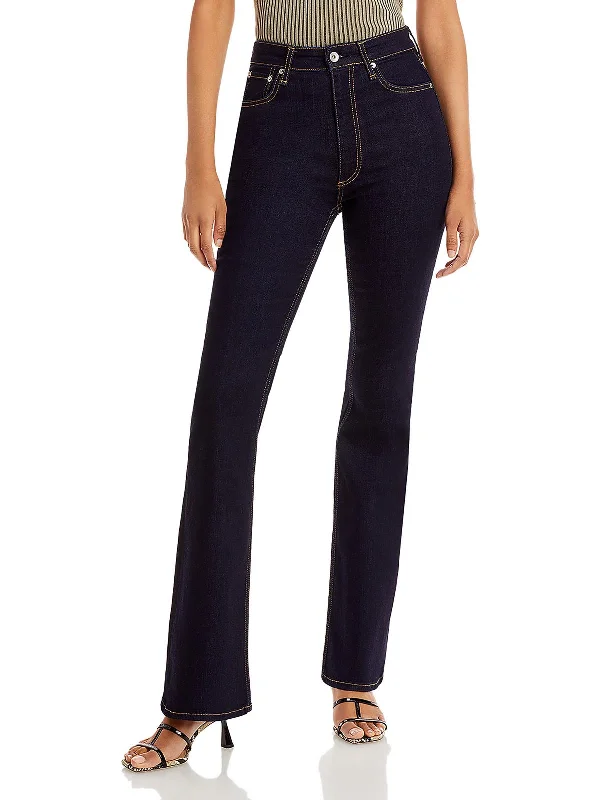 Womens High Rise Denim Flared Jeans Refined Women's Velvet