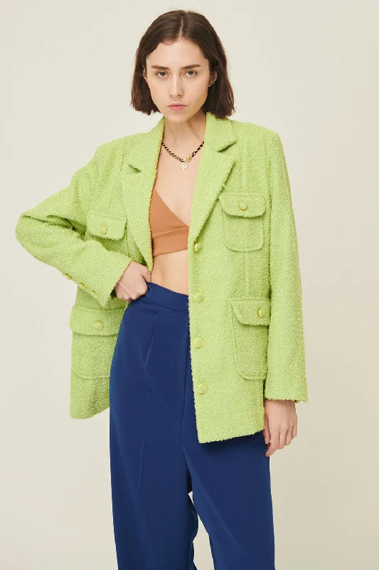 Anna Pocket Tweed Coat Tough Women's Military - inspired