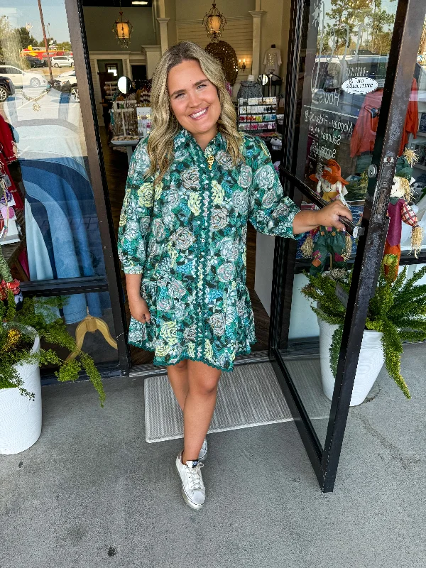 Garden of Eden Dress: Green Stylish Women's Tropical 