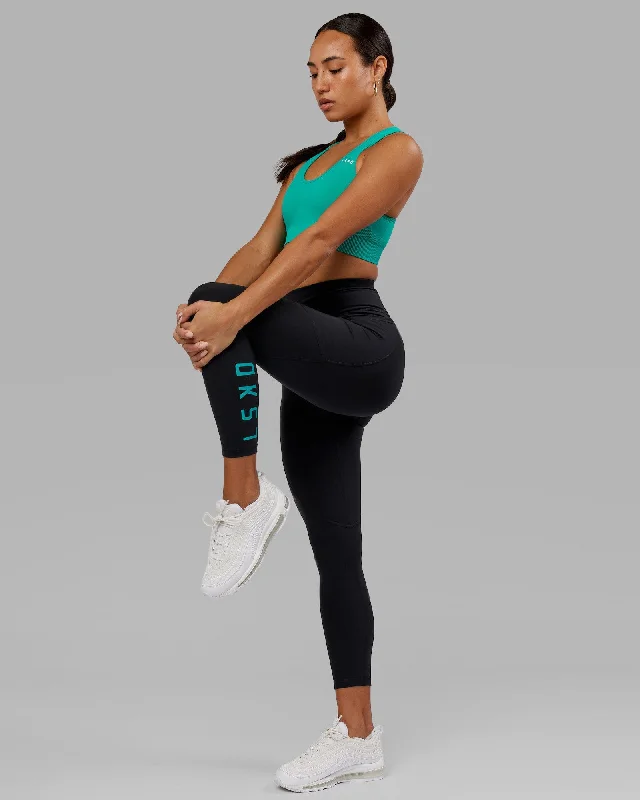 Rep 7/8 Length Tight - Black-Hyper Teal Preppy Women's College