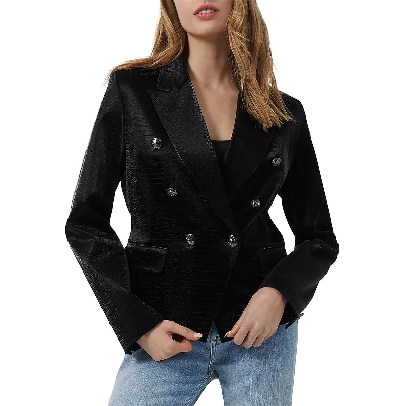 French Connection Womens Ivar Faux Crocodile Triple-Breasted Suit Jacket French