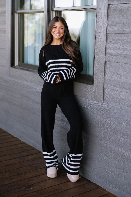 Teagan Pants Set-Black/White Confident Women's High - fashion