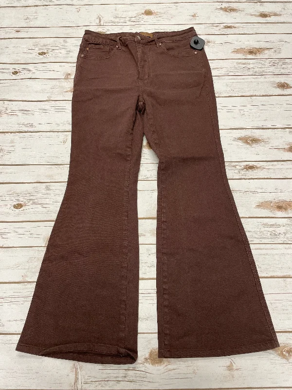 Jeans Wide Leg By Judy Blue In Brown, Size: 12 Feminine Women's Style 