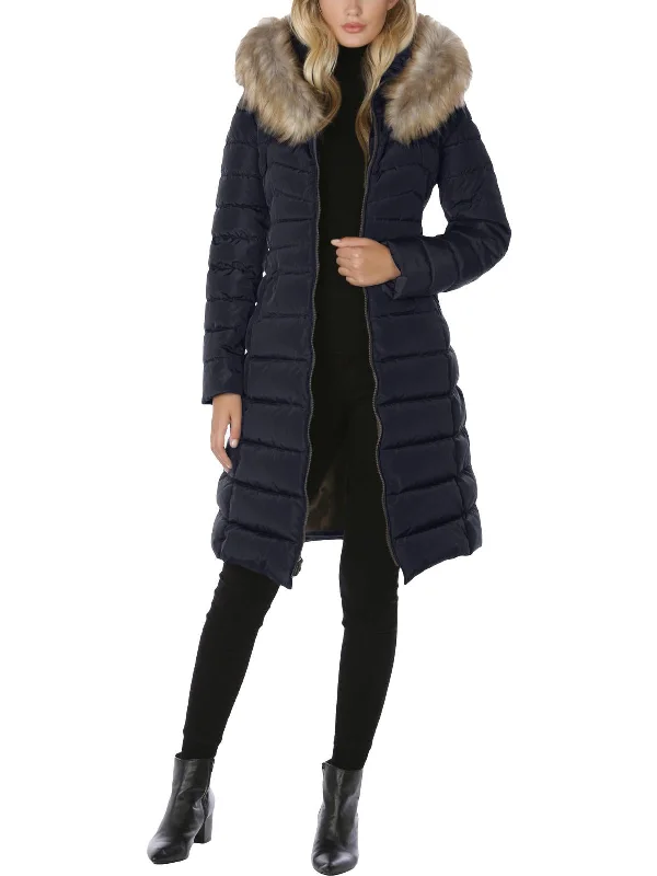 Womens Faux Fur Trim Cold Weather Parka Coat Women