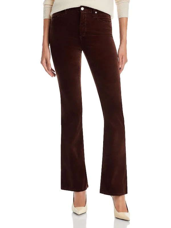 Farrah Womens Velvet High Rise Bootcut Jeans Sleek Women's Metallic
