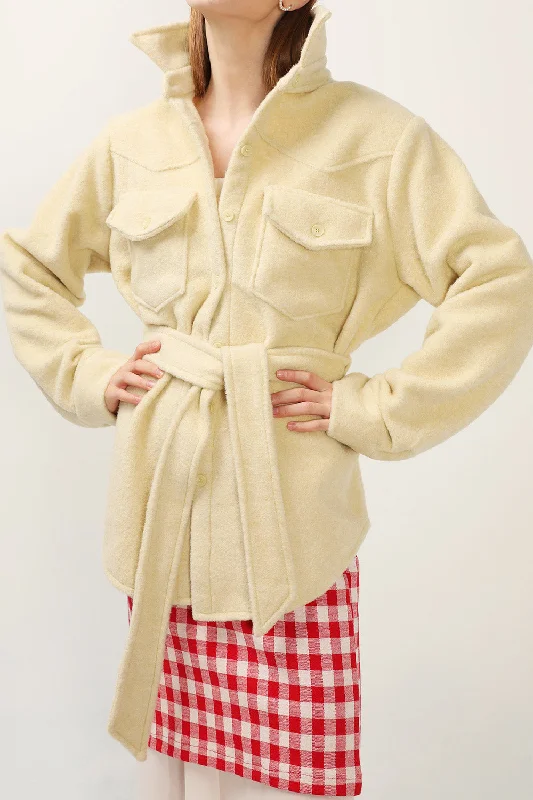 Amelia Fuzzy Belted Shacket Elegant Women's Formal 