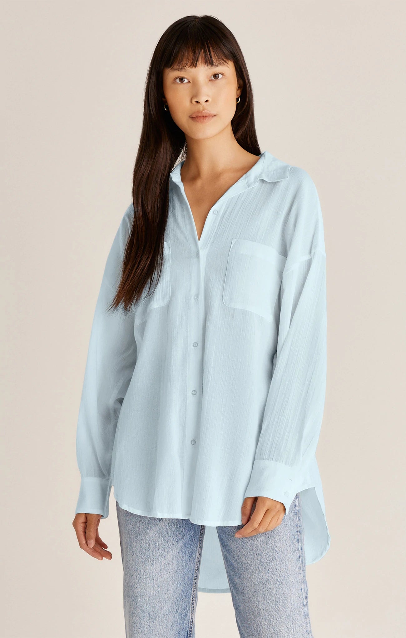 Z Supply Lalo Button Up Top Artistic Women's Hand - painted