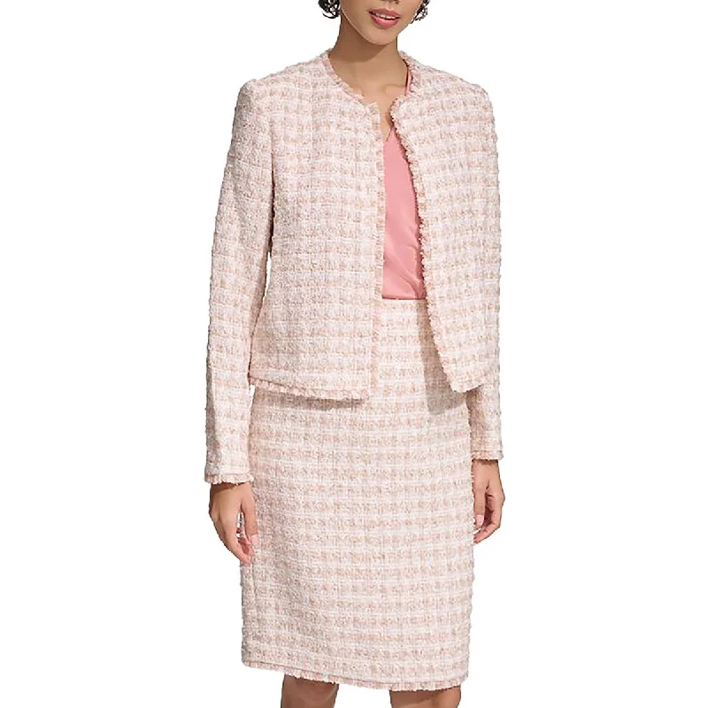 Calvin Klein Womens Tweed Ofiice Open-Front Blazer Rugged Women's Outdoor 