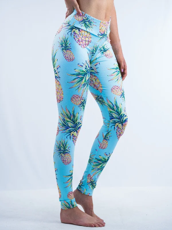 Pastel Pineapple Leggings Classic Women's Pin - striped
