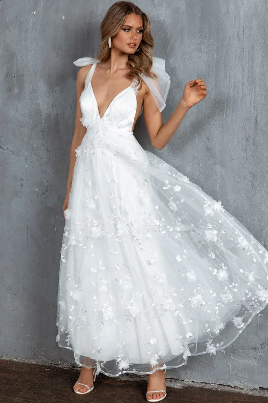 Chantilly Tied Shoulder Maxi Dress White Country