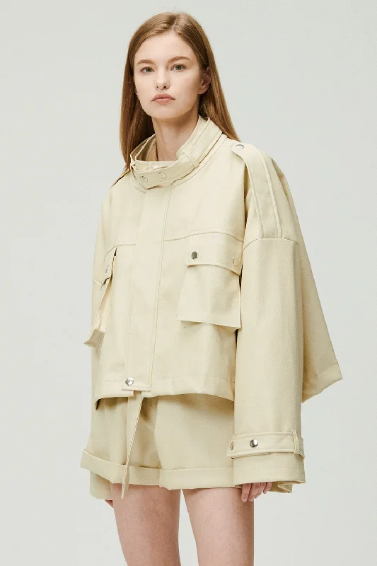 Naomi Oversized Pleather Jacket Practical Women's Quick - dry