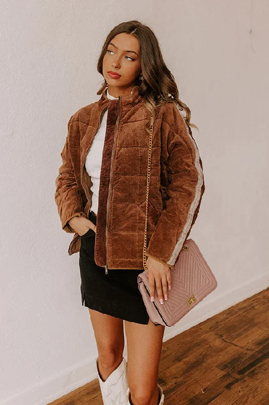 Cozy Moment Corduroy Jacket in Chocolate Youthful Women's Anime - inspired