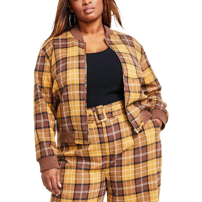 Nina Parker Womens Plus Lightweight Short Bomber Jacket Refined Women's Velvet