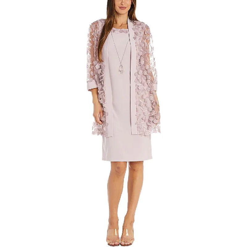 R&M Richards Womens Mesh Embroidered Duster Blazer Cozy Women's Sherpa - lined