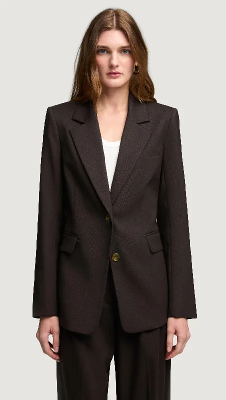 Two-Button Blazer in Seasonless Wool | Coffee Trendy Women's Oversized