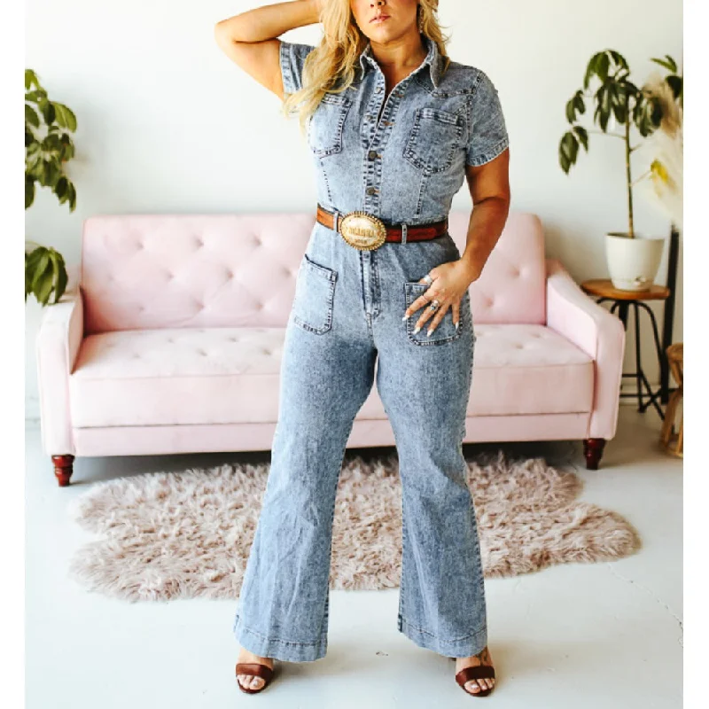 Sugar & Lace Womens Stone Wash Denim Jumpsuit - SLJP208-STNW Dapper Women's 1920S