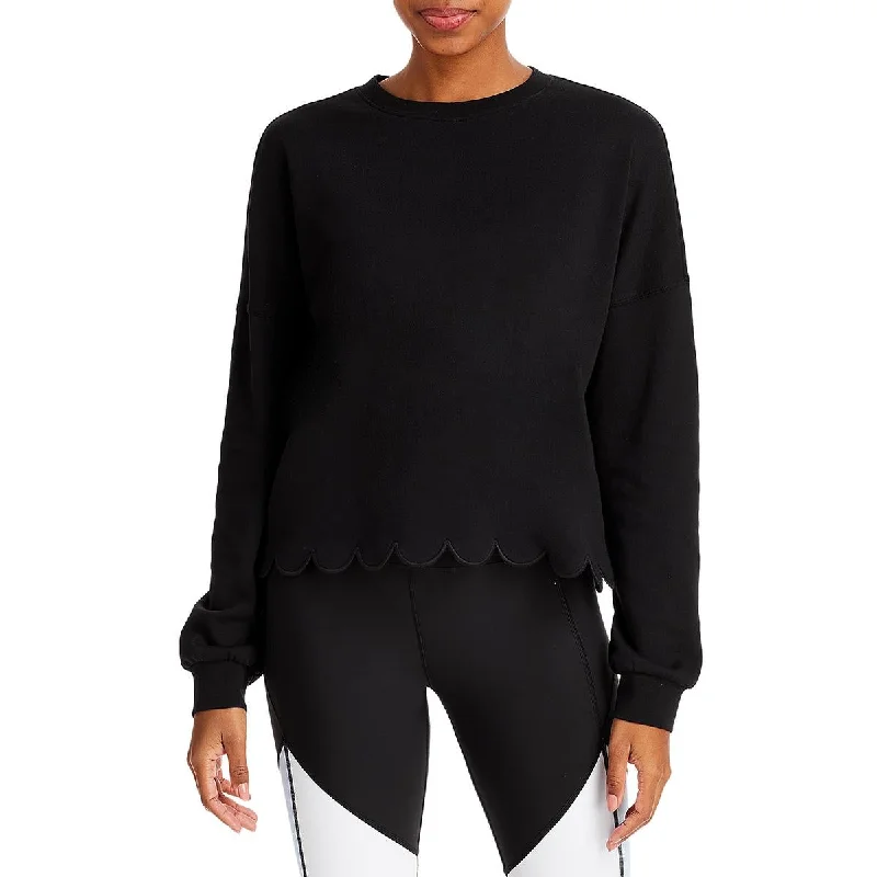 Aqua Womens Scalloped Long Sleeves Sweatshirt Traditional Women's 