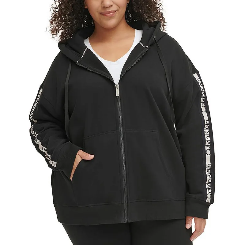 Calvin Klein Womens Plus Logo Running Hoodie Street