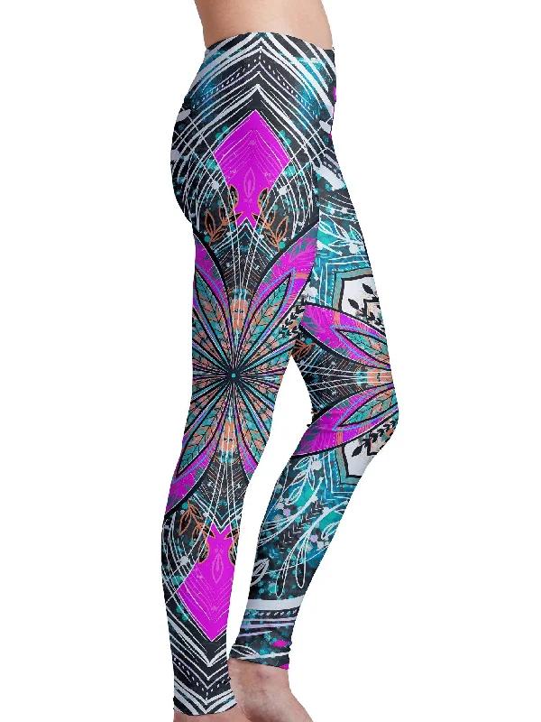 Floral Burst Leggings Laid - back Women's Style