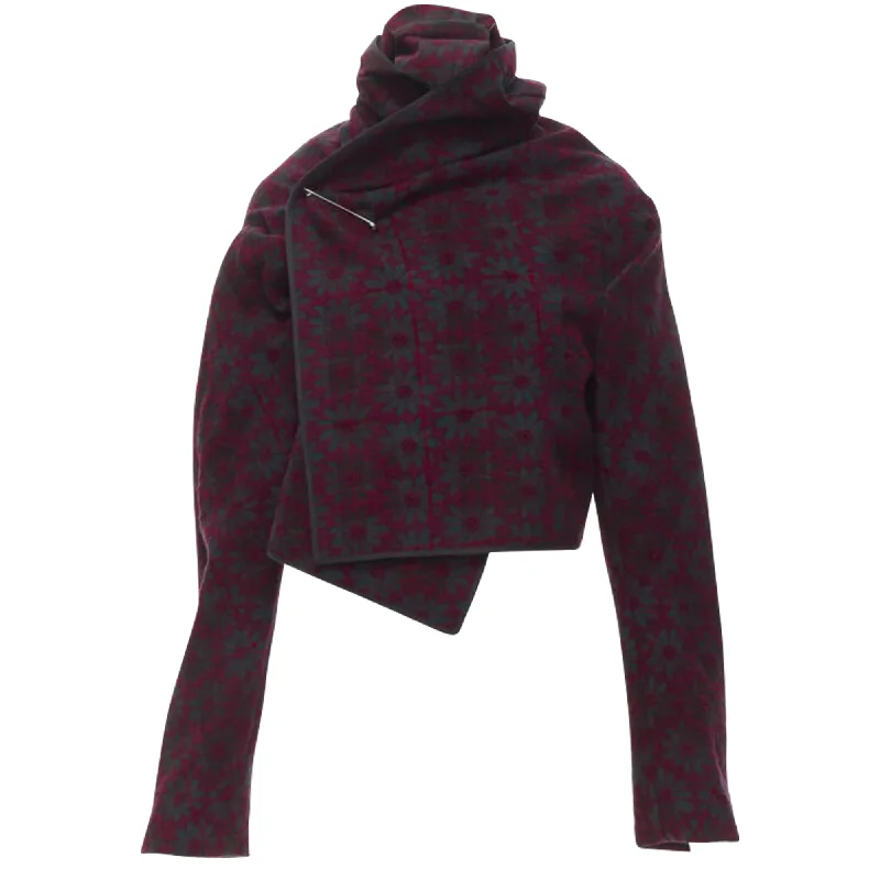 Comme Des Garcons plaid floral embroidery wrap jacket Gym