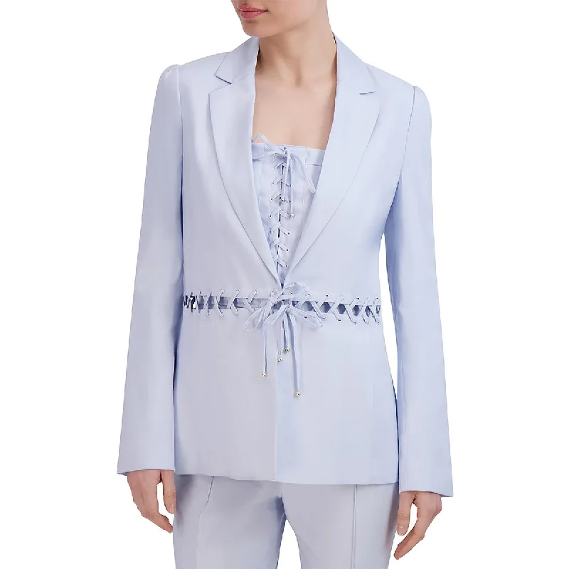 BCBGMAXAZRIA Womens Linen Blend Lace Up Suit Jacket Relaxed Women's 
