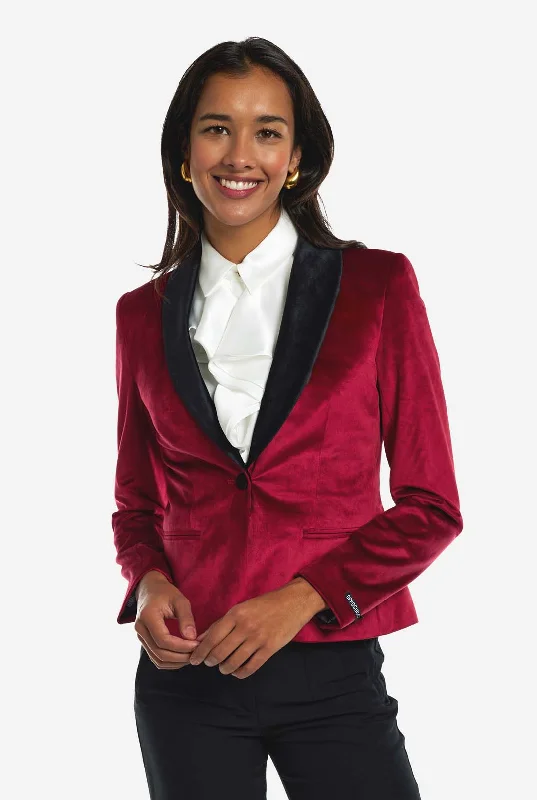 Womens Dinner Jacket - Burgundy Cool Women's Distressed