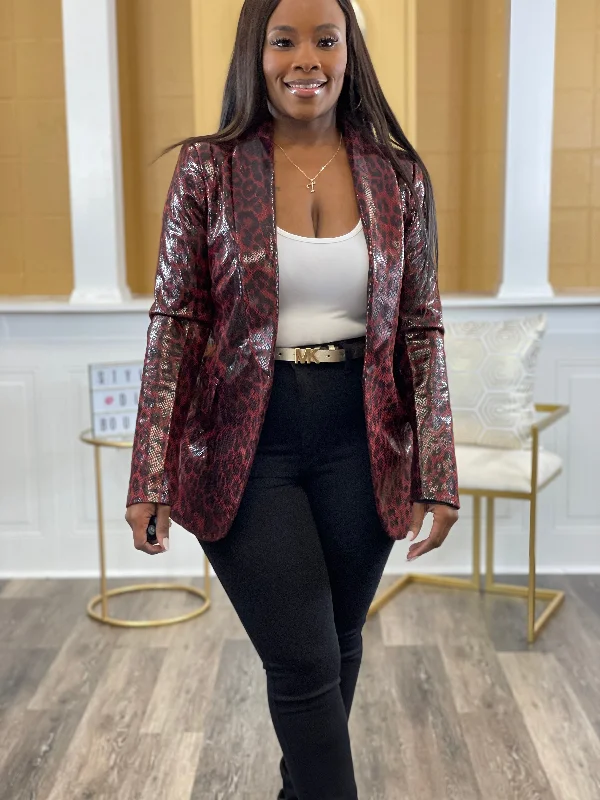 Minka Leopard Snake Skin Blazer (Dark Red) Feminine Women's Soft 