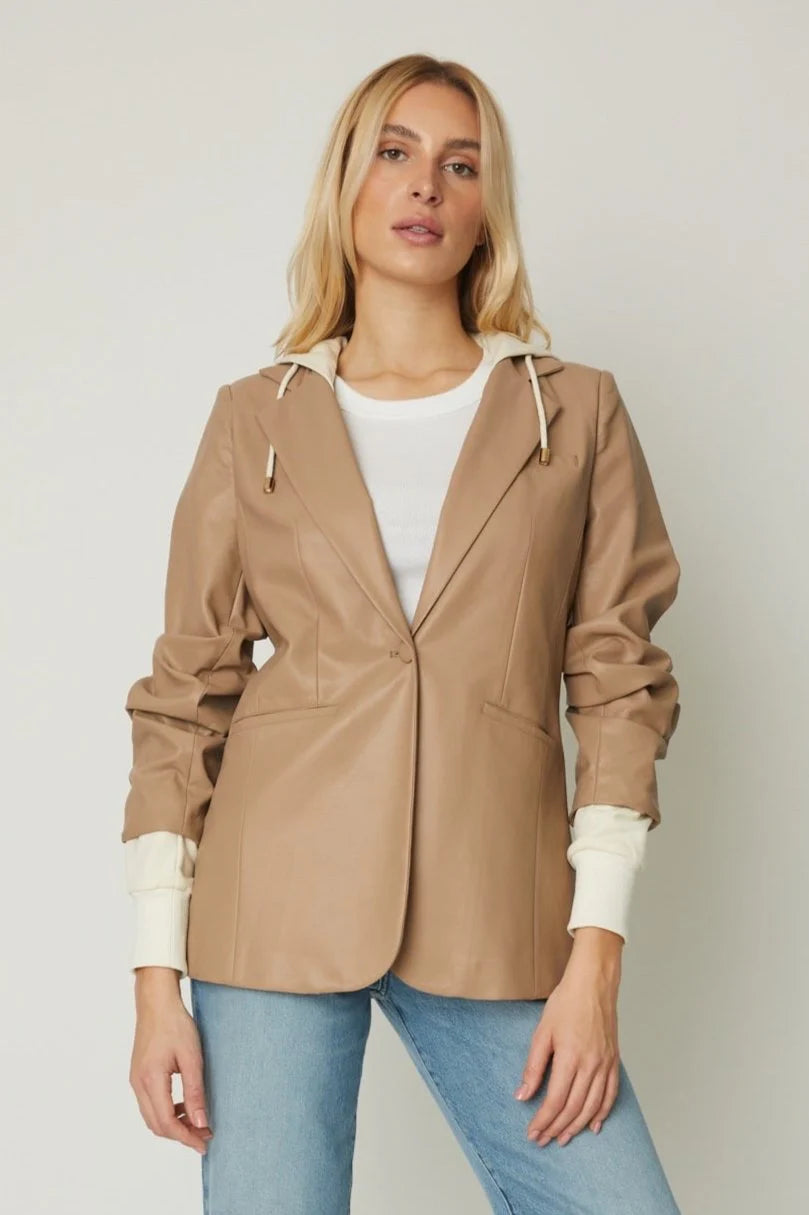 JS71 Denise Faux Leather Blazer Jacket Refined Women's Hand - crafted