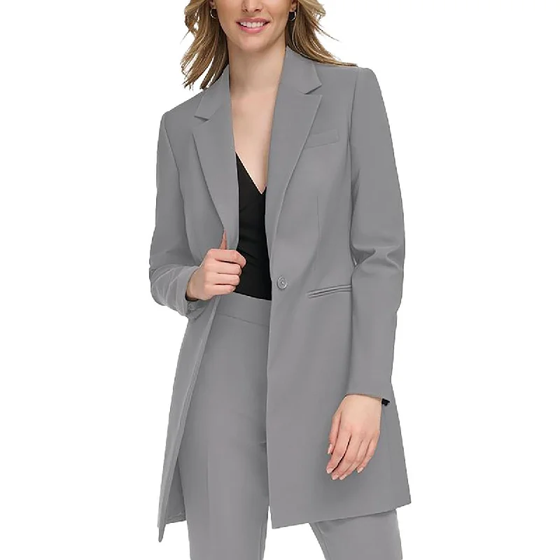 Calvin Klein Womens Solid Business One-Button Blazer Geometric