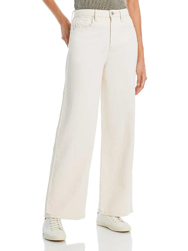 The Franklin Womens Cotton High Rise Wide Leg Jeans Business
